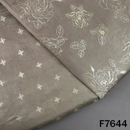 Thread Sequins Embroidered Pure Chanderi Silk Fabric - F7644