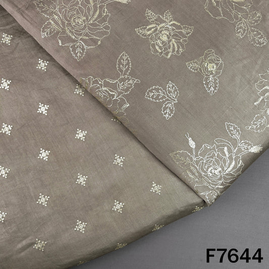 Thread Sequins Embroidered Pure Chanderi Silk Fabric - F7644