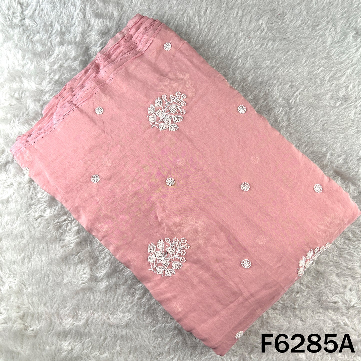 Cut Dana Thread Sequins Work Mul Chanderi Fabric - F6285