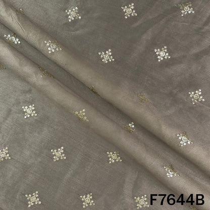 Thread Sequins Embroidered Pure Chanderi Silk Fabric - F7644
