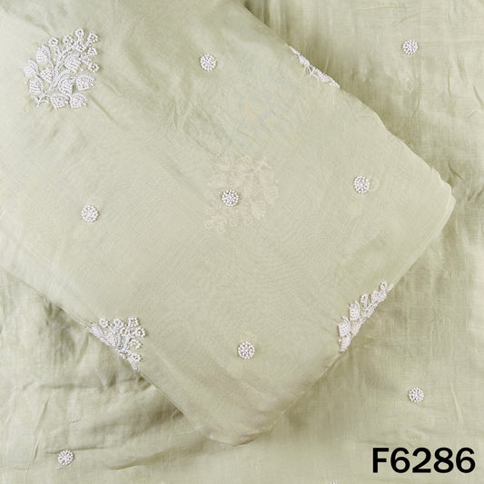 Cut Dana Thread Sequins Work Mul Chanderi Fabric - F6286