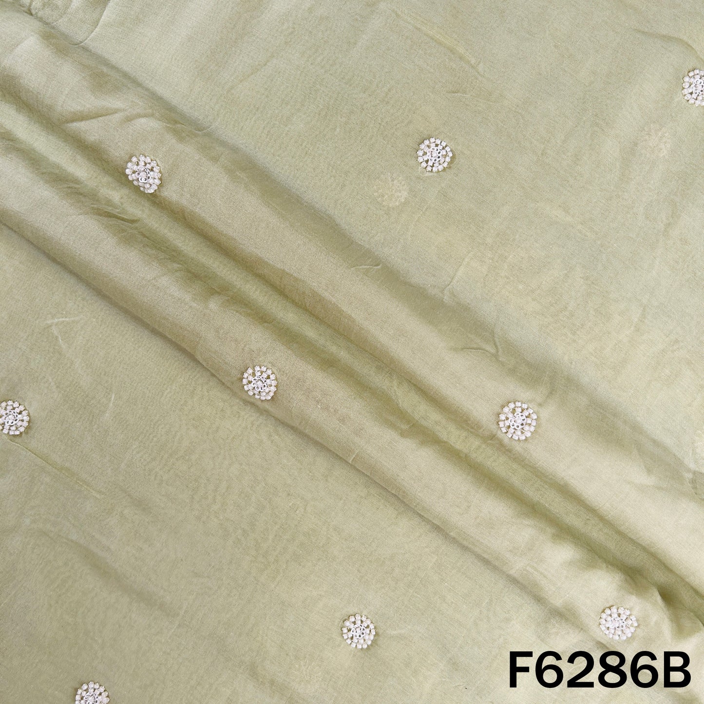 Cut Dana Thread Sequins Work Mul Chanderi Fabric - F6286