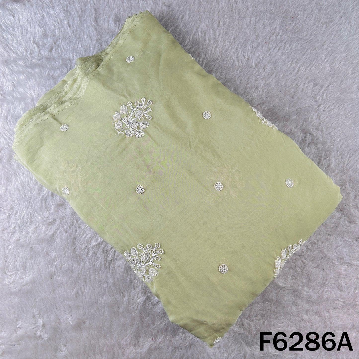Cut Dana Thread Sequins Work Mul Chanderi Fabric - F6286