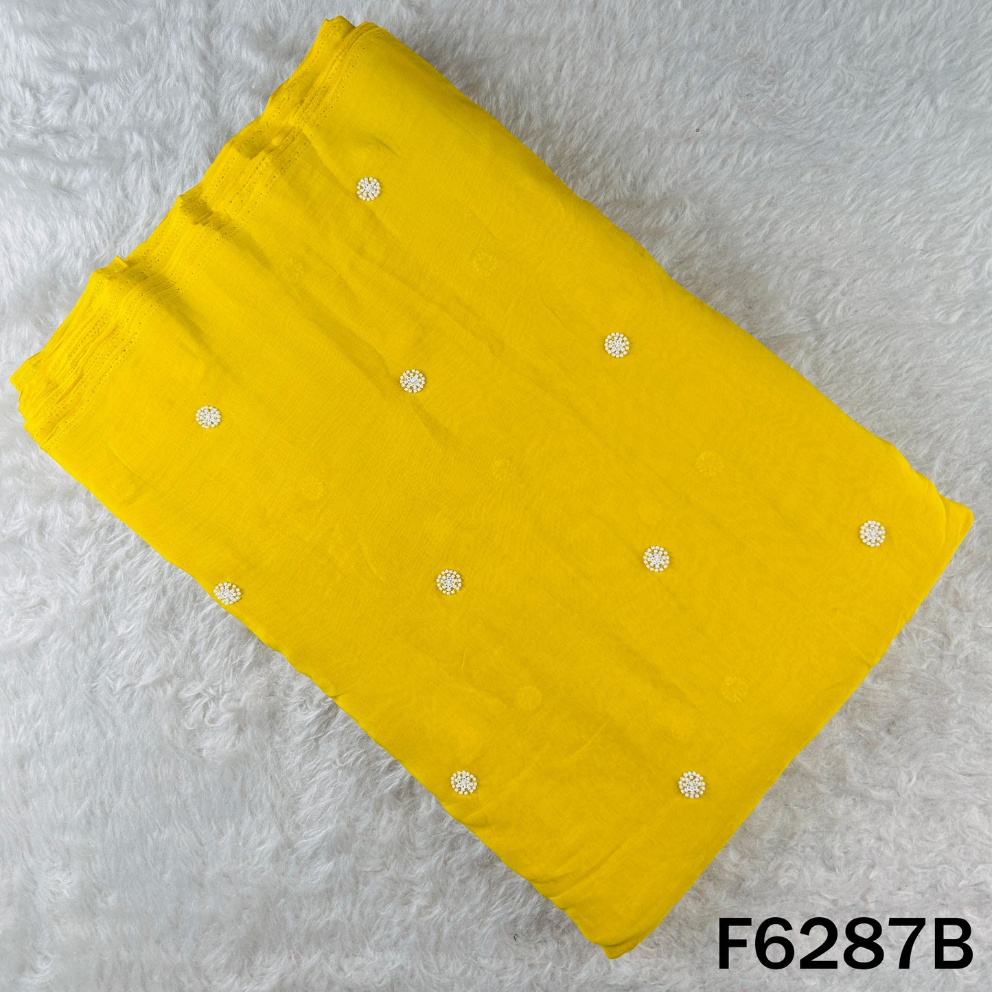 Cut Dana Thread Sequins Work Mul Chanderi Fabric - F6287