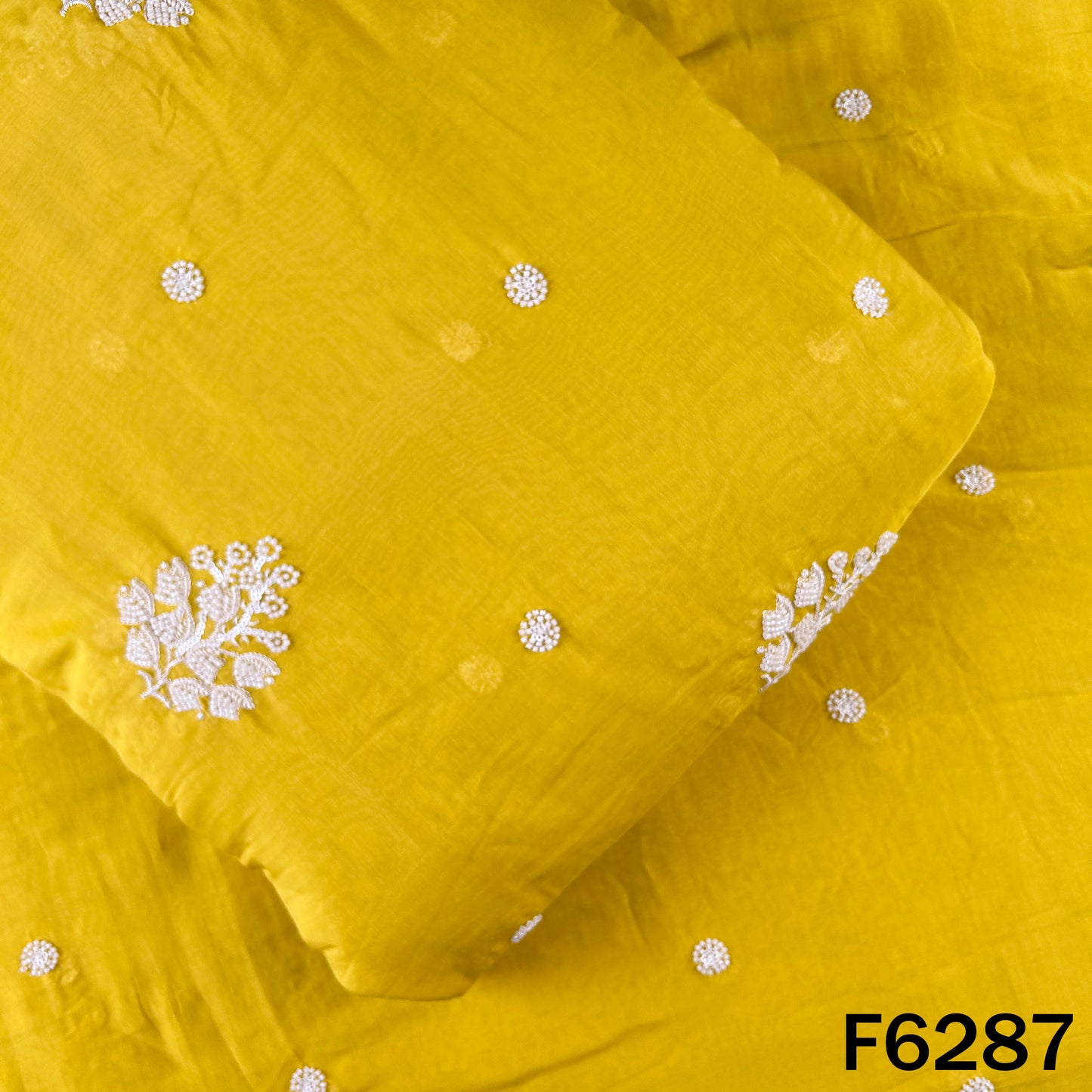 Cut Dana Thread Sequins Work Mul Chanderi Fabric - F6287