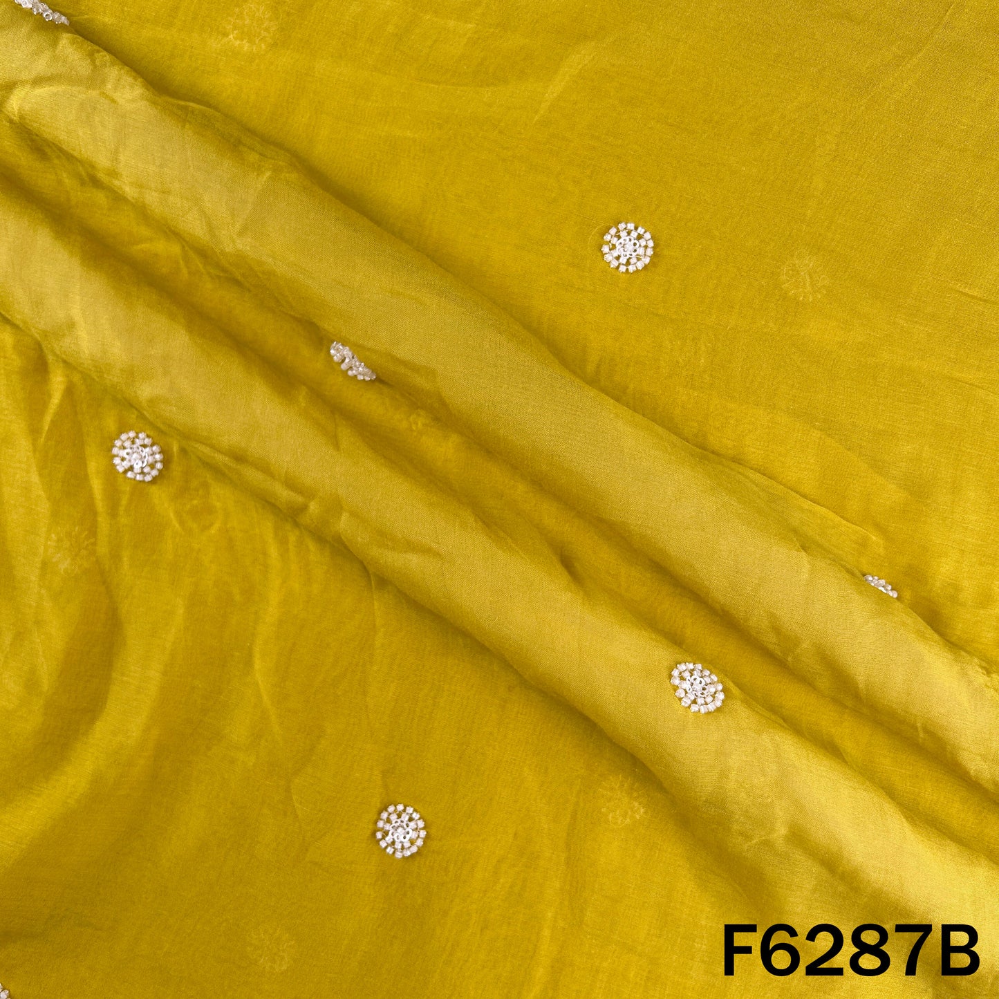 Cut Dana Thread Sequins Work Mul Chanderi Fabric - F6287