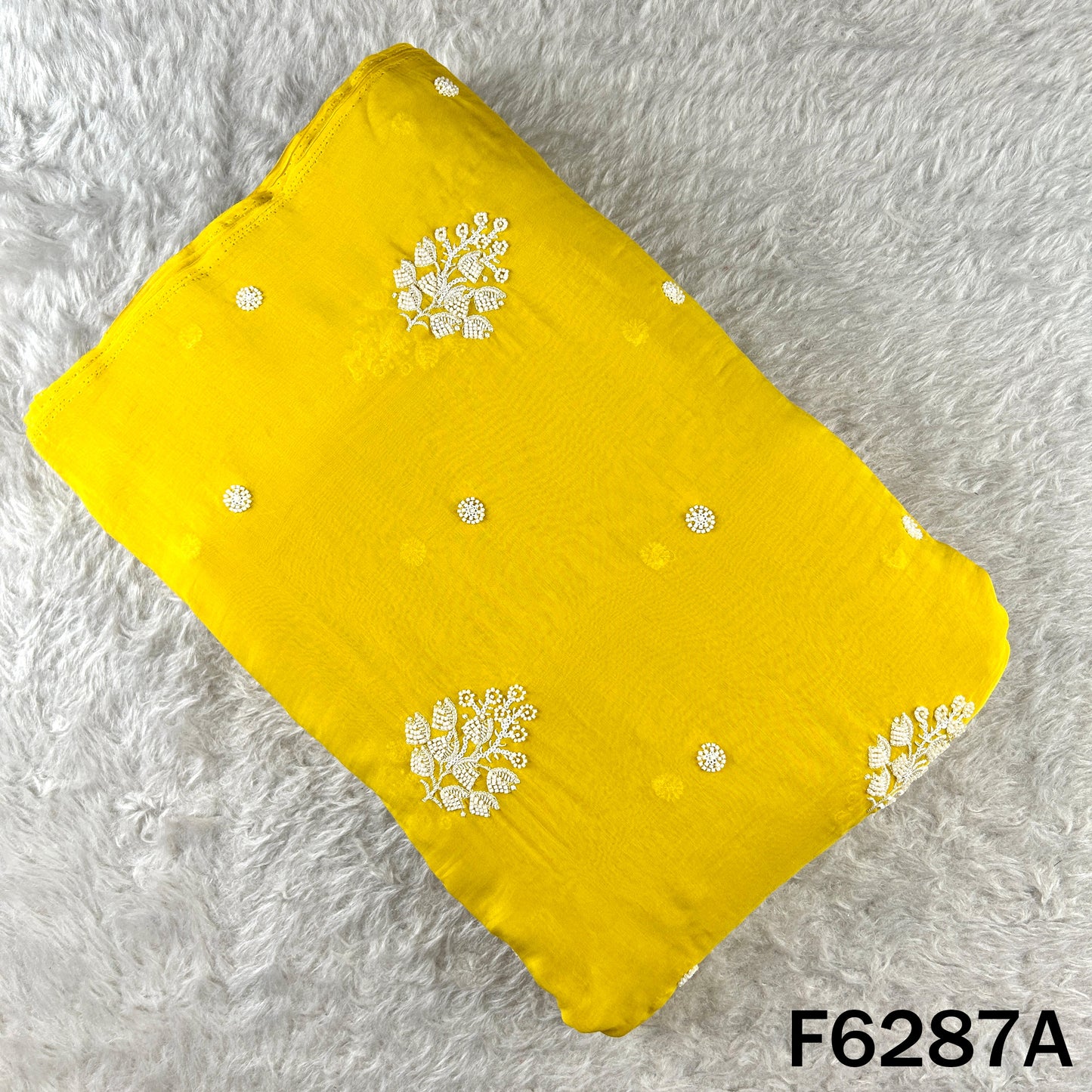 Cut Dana Thread Sequins Work Mul Chanderi Fabric - F6287