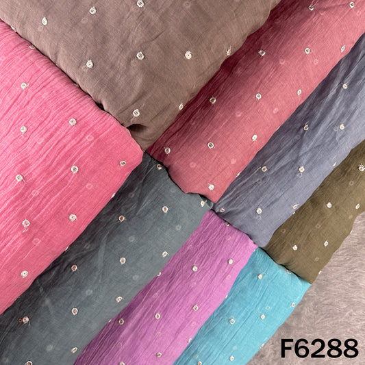 Thread Sequins Work Mul Chanderi Fabric - F6288
