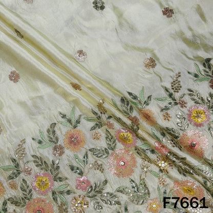 Zari Thread Sequins Work Shimmer Tissue Fabric - F7661
