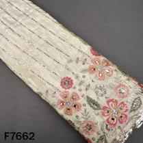 Zari Thread Sequins Foux Mirror Work Shimmer Tissue Fabric - F7662