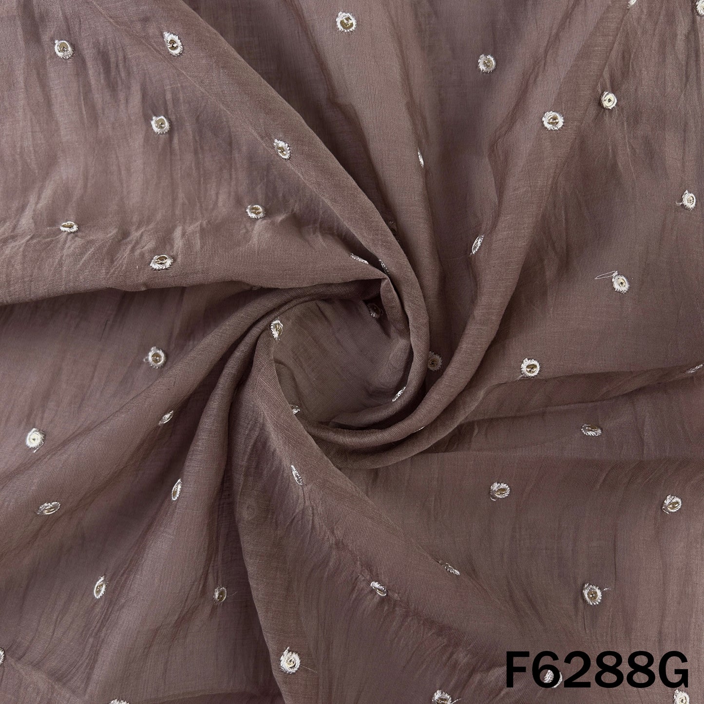 Thread Sequins Work Mul Chanderi Fabric - F6288