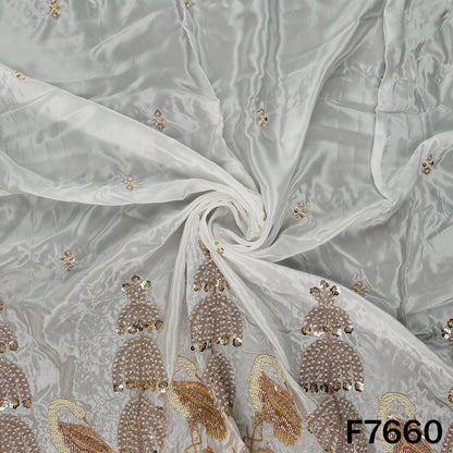 Dyeable Cut Dana Zari Sequins Work Crepe Fabric - F7660