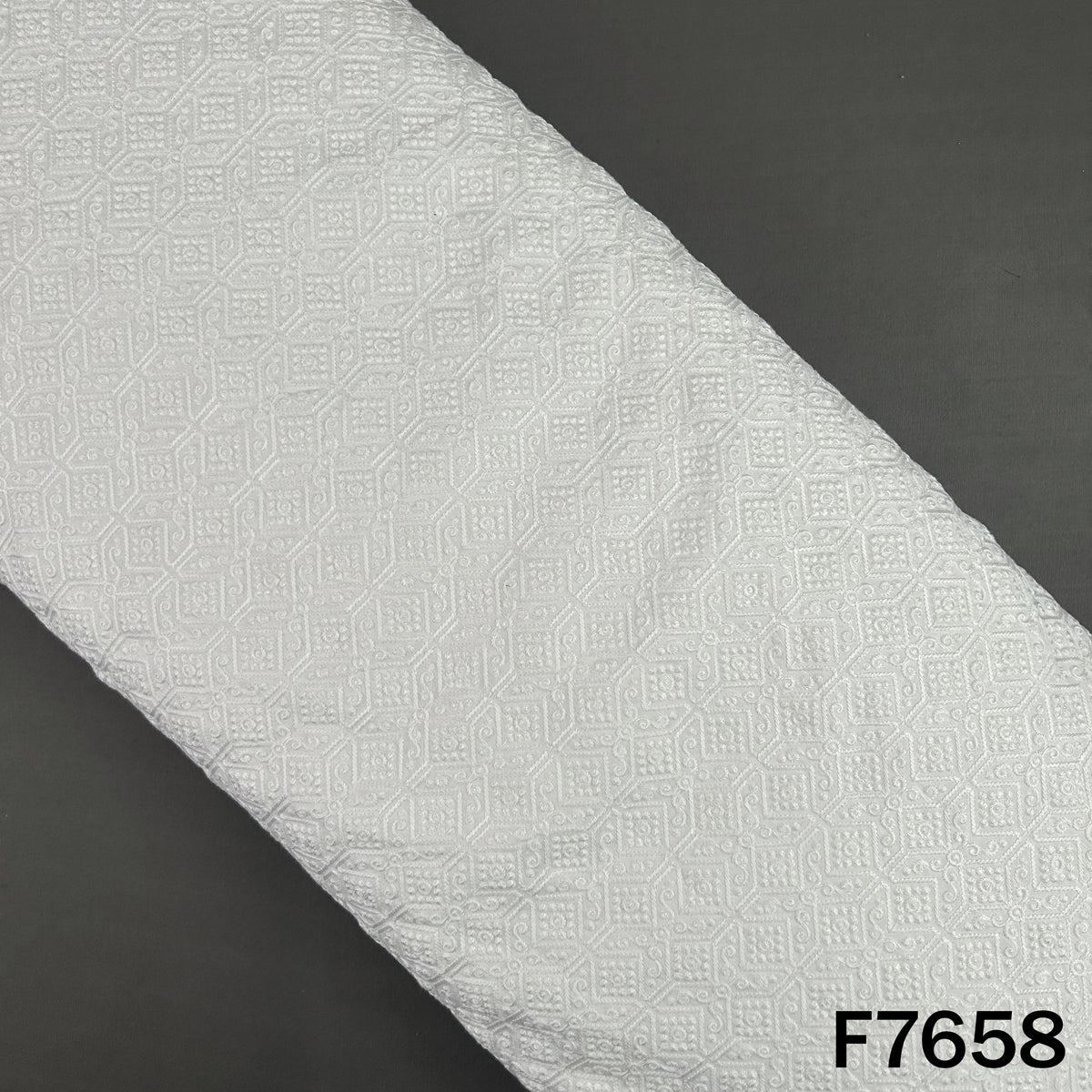 Dyeable Thread Embroidered Raw Silk Fabric - F7658