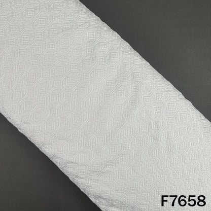 Dyeable Thread Embroidered Raw Silk Fabric - F7658