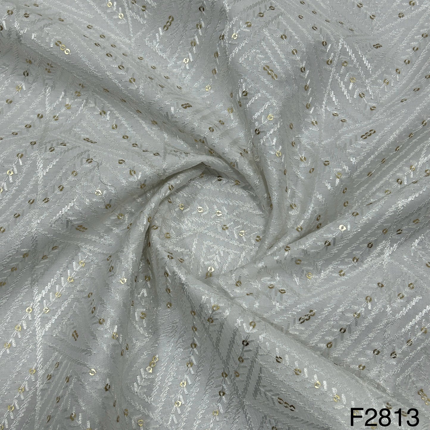 Thread Sequins Embroidered Silk Fabric F2813