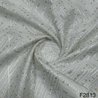 Thread Sequins Embroidered Silk Fabric F2813