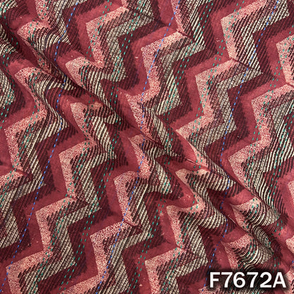 Printed Kantha Stich Pure Chanderi Silk Fabric - F7672