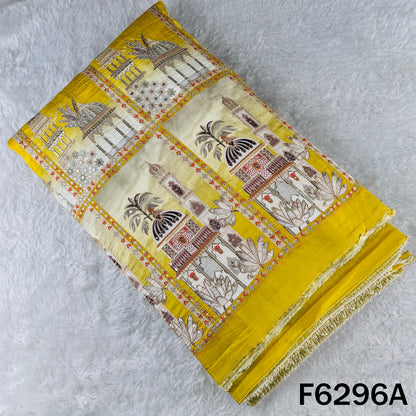 Positional Print Zari Sequins Embroidered Dola Silk Fabric - F6296