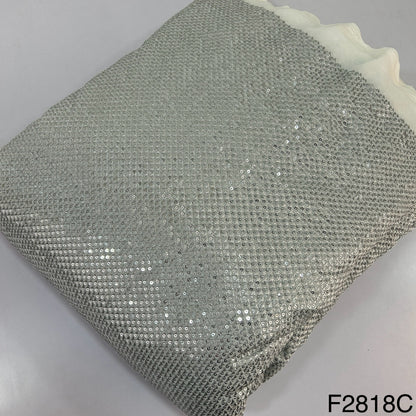 Zari Sequins Embroidered georgette Fabric-F2818