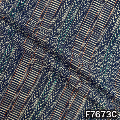Printed Kantha Stich Pure Chanderi Silk Fabric - F7673