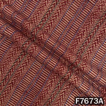 Printed Kantha Stich Pure Chanderi Silk Fabric - F7673