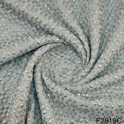 Zari Sequins Embroidered Georgette Fabric-F2819