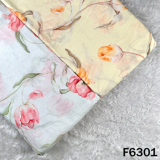 Digital Print Linen Self Chanderi Fabric - F6301