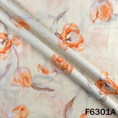Digital Print Linen Self Chanderi Fabric - F6301