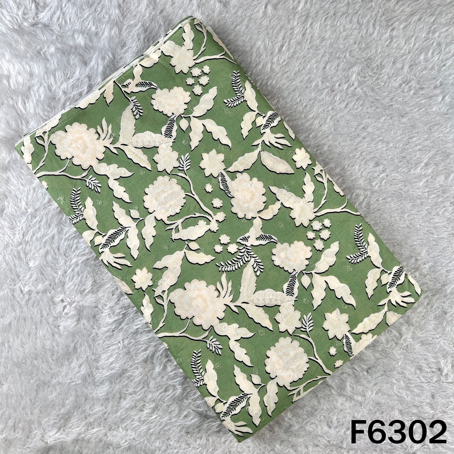 Digital Print Thread Sequins Work Cambric Cotton Fabric - F6302