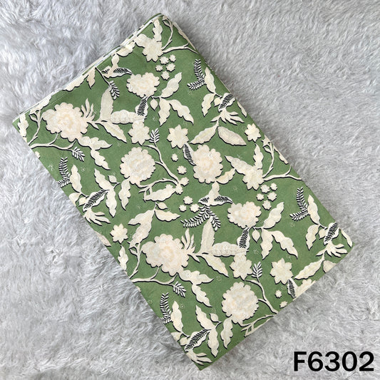 Digital Print Thread Sequins Work Cambric Cotton Fabric - F6302