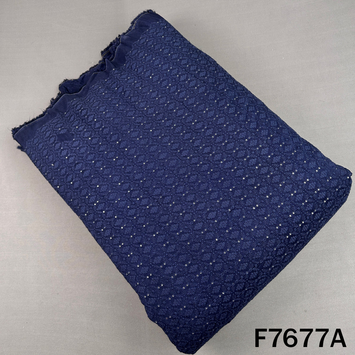 Chikankari Sequins Dola Silk Fabric - F7677