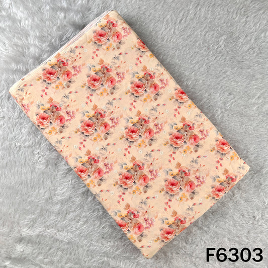 Digital Print Thread Sequins Work Cambric Cotton Fabric - F6303