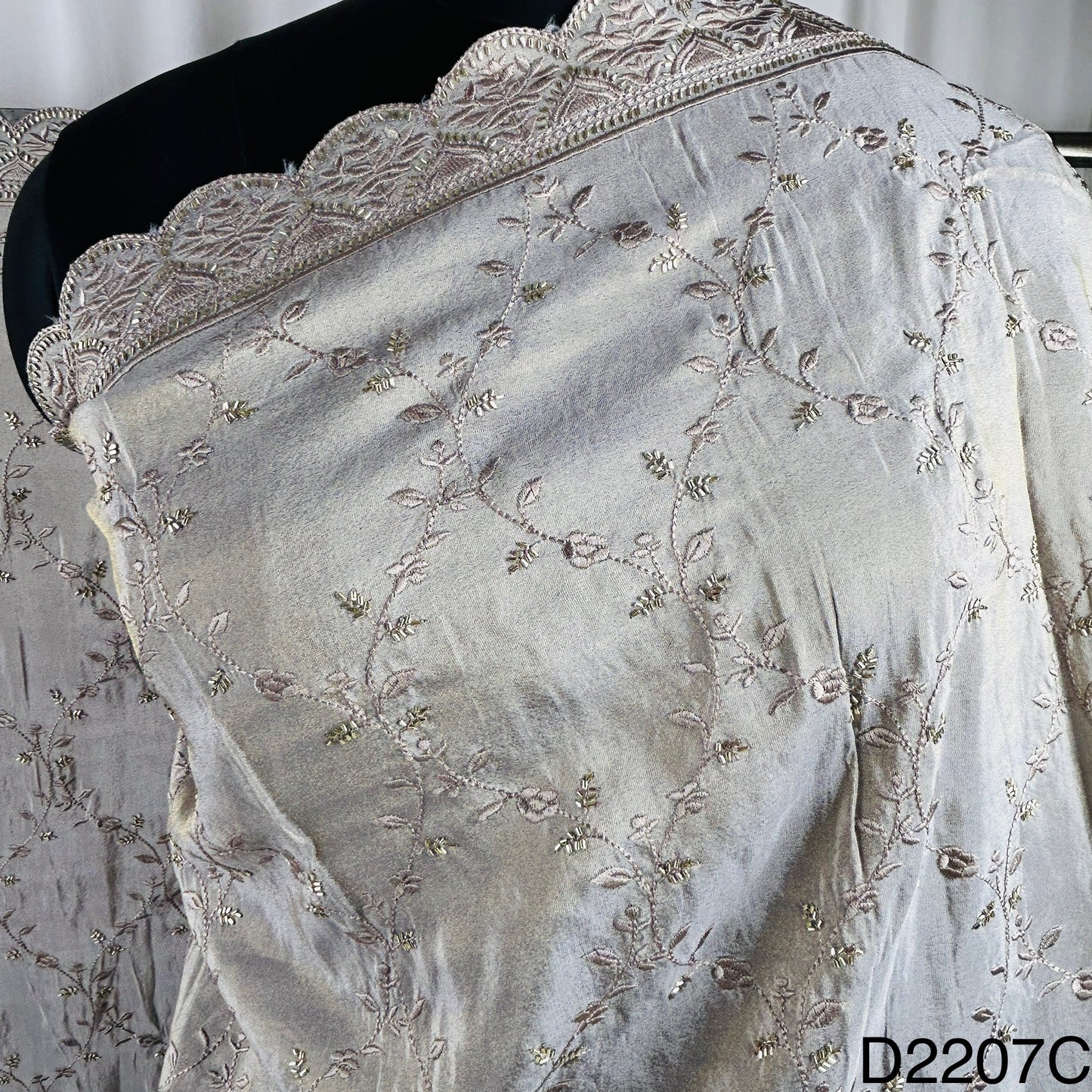 Cut Dana Thread Embroidered Simmer Tissue Dupatta-D2207