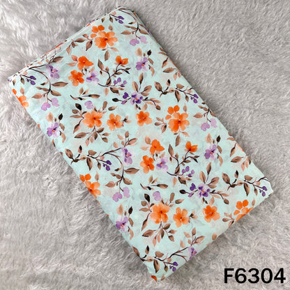 Digital Print Thread Sequins Work Cambric Cotton Fabric - F6304