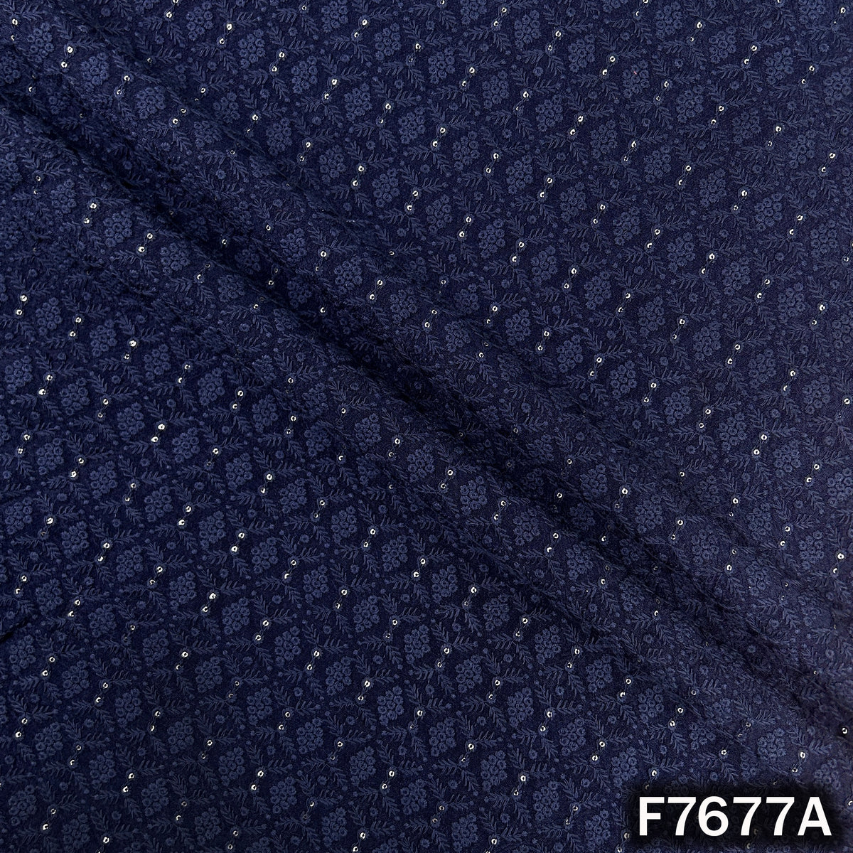 Chikankari Sequins Dola Silk Fabric - F7677
