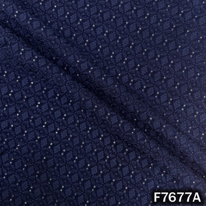 Chikankari Sequins Dola Silk Fabric - F7677