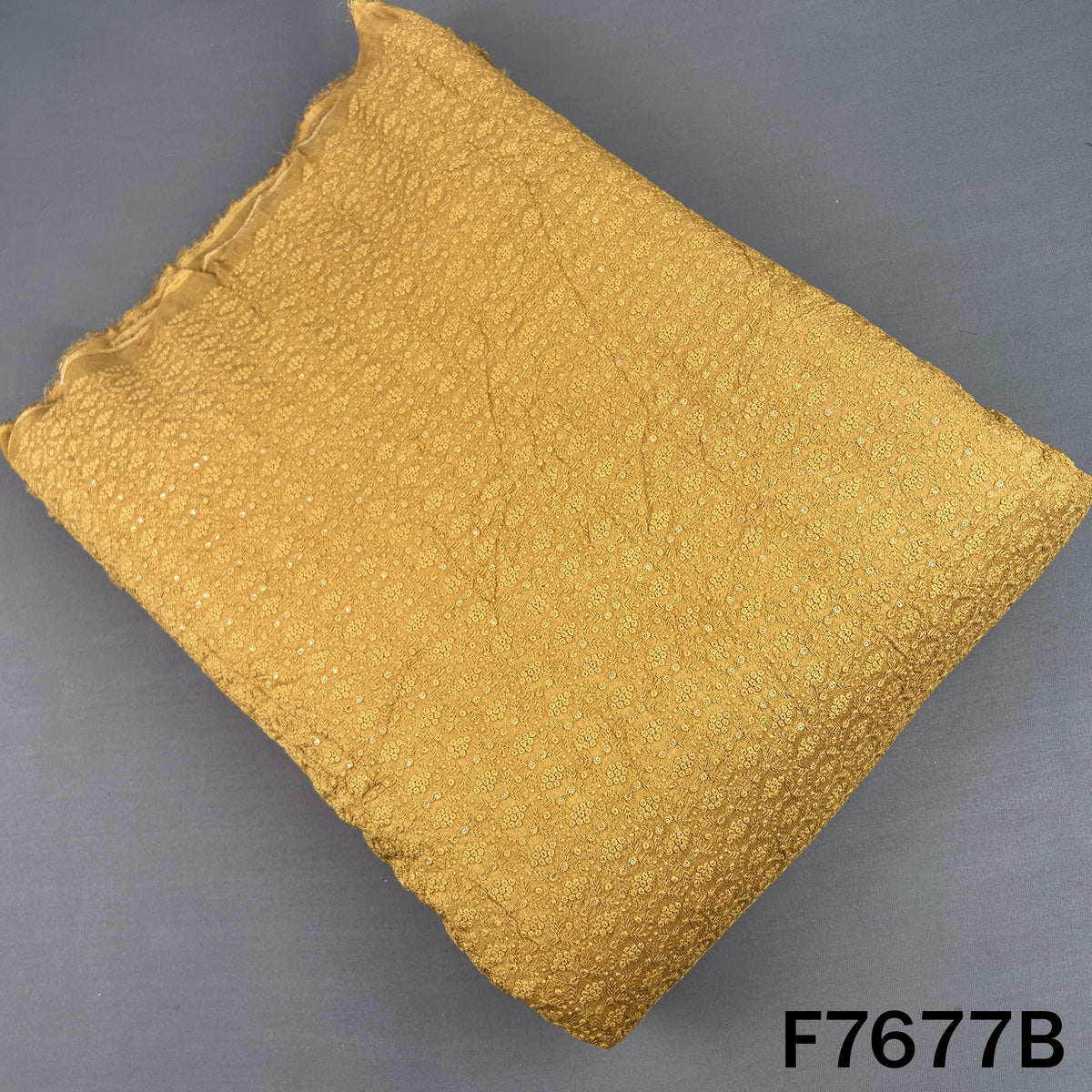 Chikankari Sequins Dola Silk Fabric - F7677