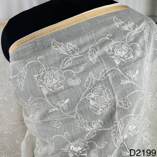 Dyeable Thread Sequins Embroidered Pure Chanderi Silk Dupatta-D2199