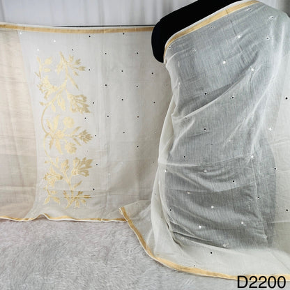 Dyeable Appliqué Mirror Work Chanderi Silk Dupatta-D2200