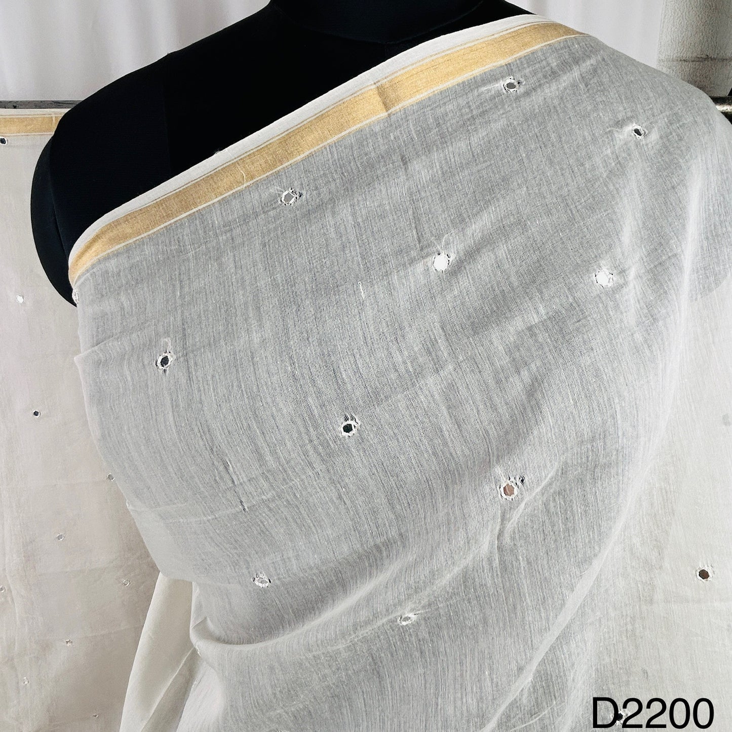 Dyeable Appliqué Mirror Work Chanderi Silk Dupatta-D2200