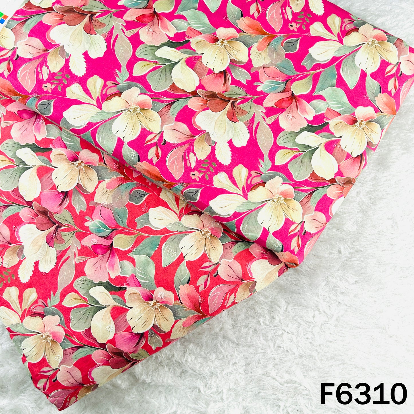 Digital Print Thread Sequins Work Cambric Cotton Fabric - F6310