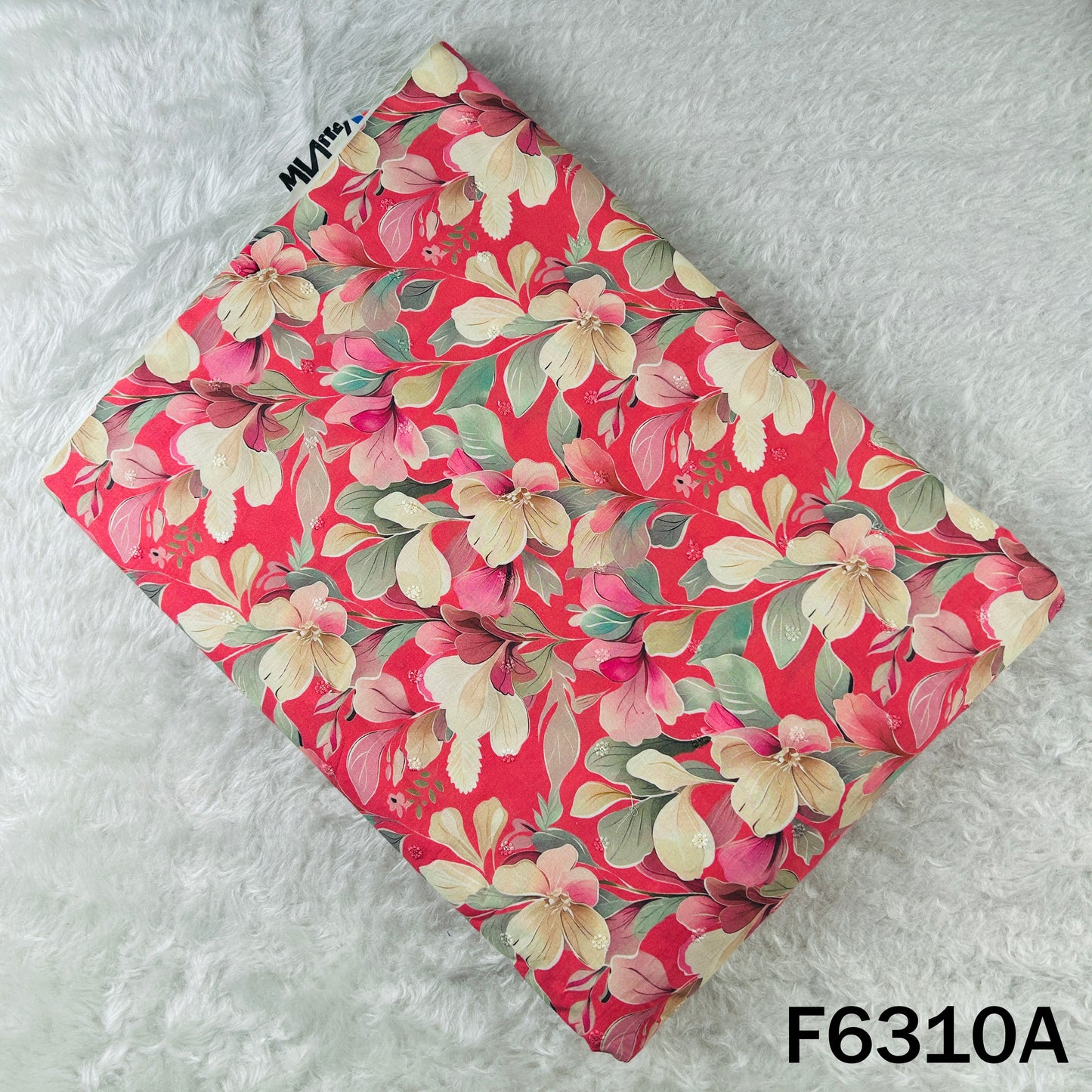 Digital Print Thread Sequins Work Cambric Cotton Fabric - F6310