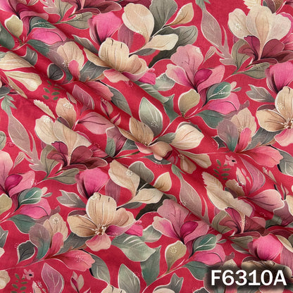 Digital Print Thread Sequins Work Cambric Cotton Fabric - F6310