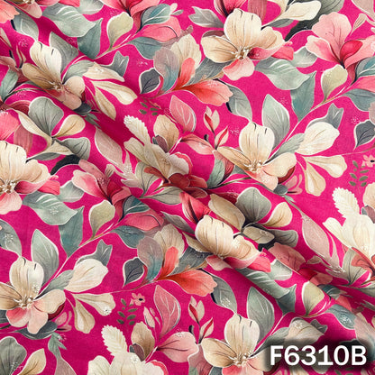 Digital Print Thread Sequins Work Cambric Cotton Fabric - F6310