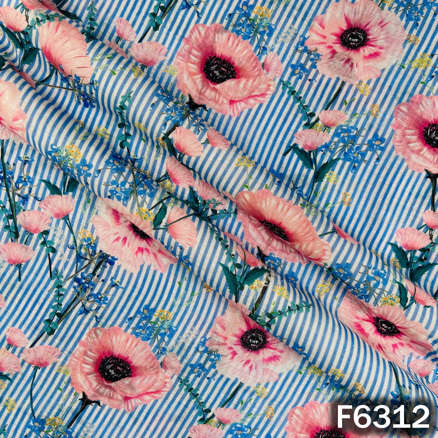 Digital Print Linen Self Chanderi Fabric - F6312