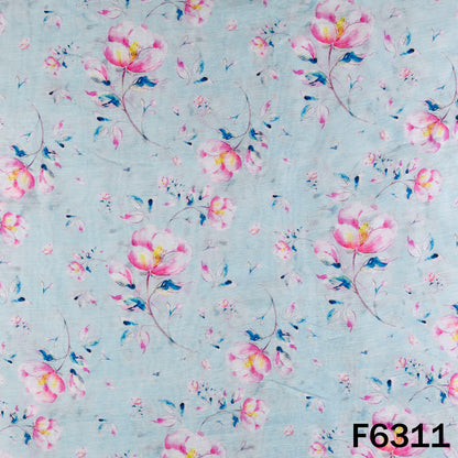 Digital Print Linen Self Chanderi Fabric - F6311