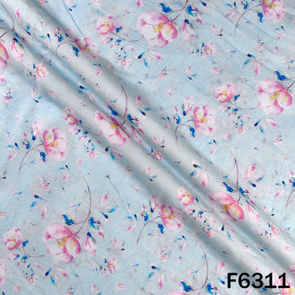 Digital Print Linen Self Chanderi Fabric - F6311