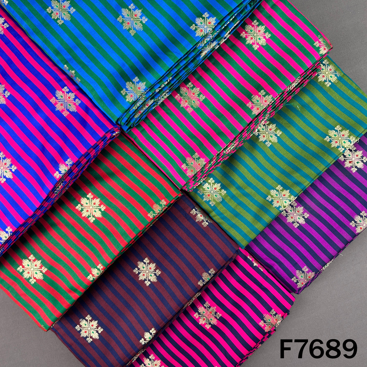 Stripes Banarasi Silk Fabric - F7689