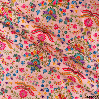 Positional Print Semi Dupion Silk Fabric-F4906