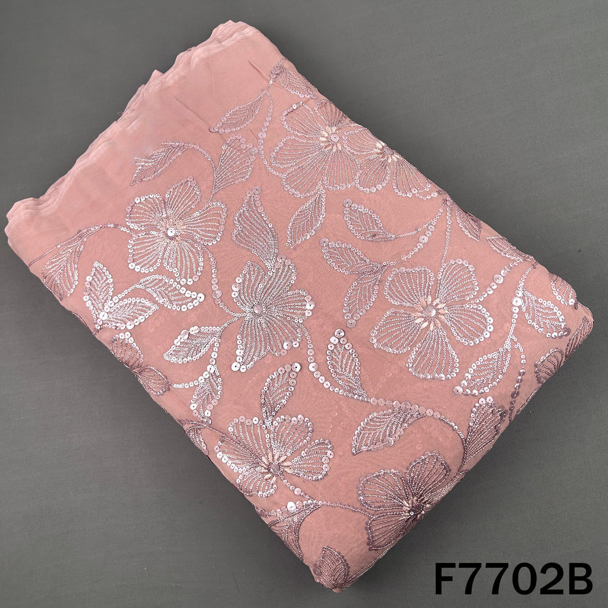 Thread Sequins Embroidered Georgette Fabric - F7702